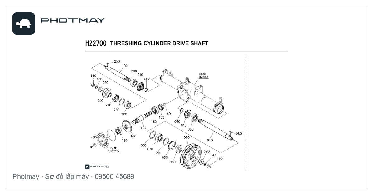 Sơ đồ — Phớt trục truyền động xylanh đập — TC1-45*68*9 — OEM 09500-45689
