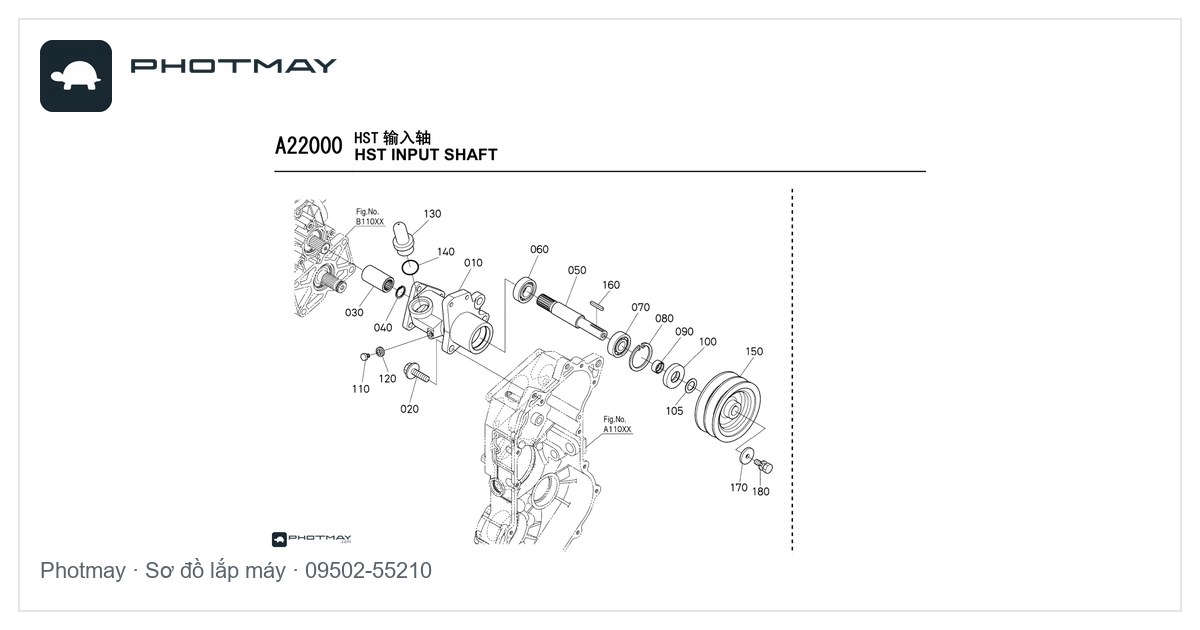 Sơ đồ — Phớt chắn dầu 1 môi — TC1-25*52*10 — OEM 09502-55210