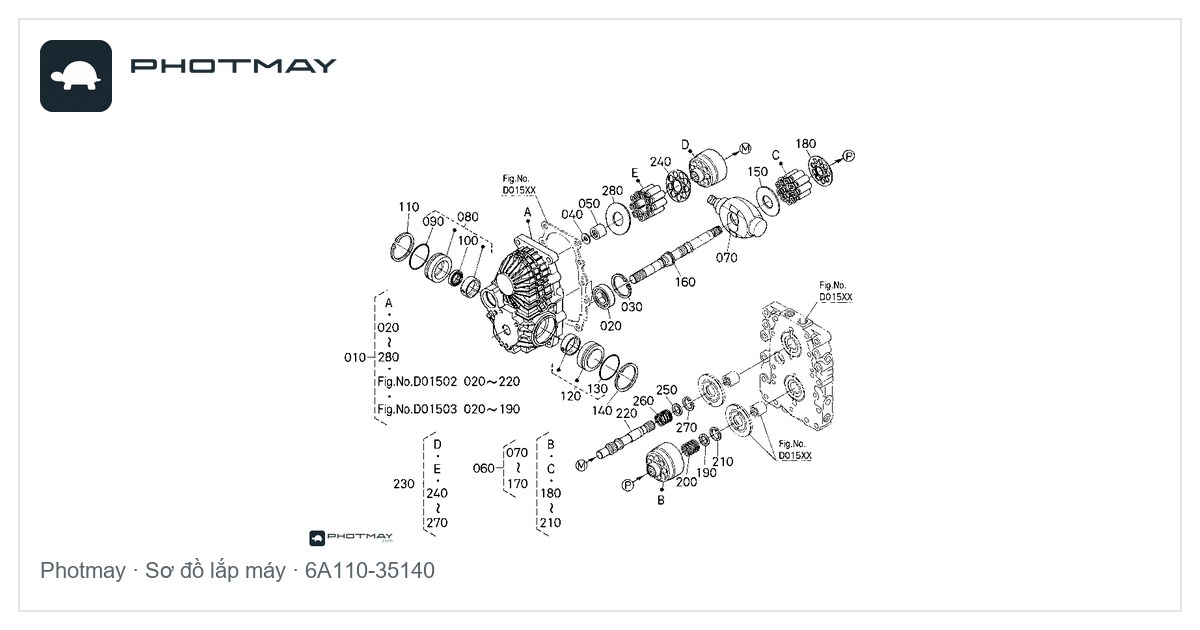 Sơ đồ — Phớt chắn dầu hôp số máy DC60