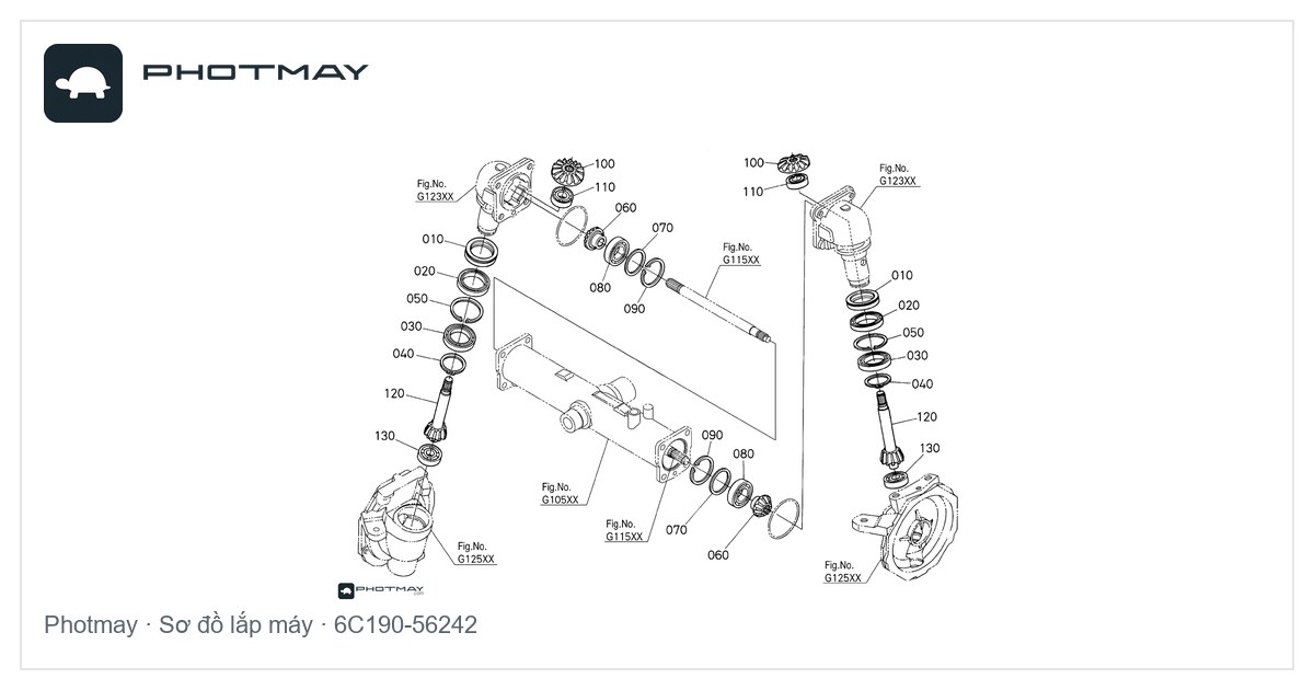 Sơ đồ — Phớt dầu trục răng vi phân Máy cày B2420